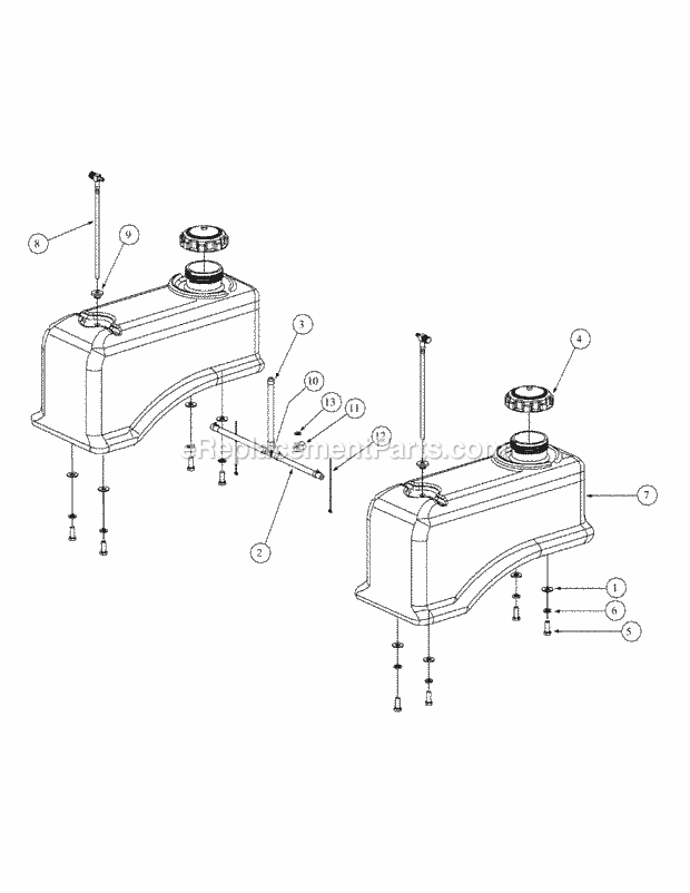 Fuel Tank Assembly Diagram and Parts List for M54-KH 53BB5B8W750 Cub Cadet Sprayer